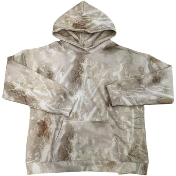 Women Khaki Camo Hoodies Maple Leaf Oversized Fleece Hooded Sweatshirt - Picture 3 of 6
